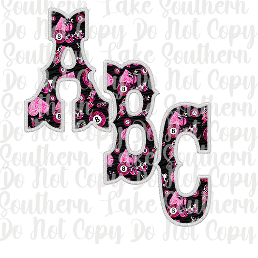 Black zebra w/ pink 8 balls and Cherries Alpha Set A-0 Digital Download Only