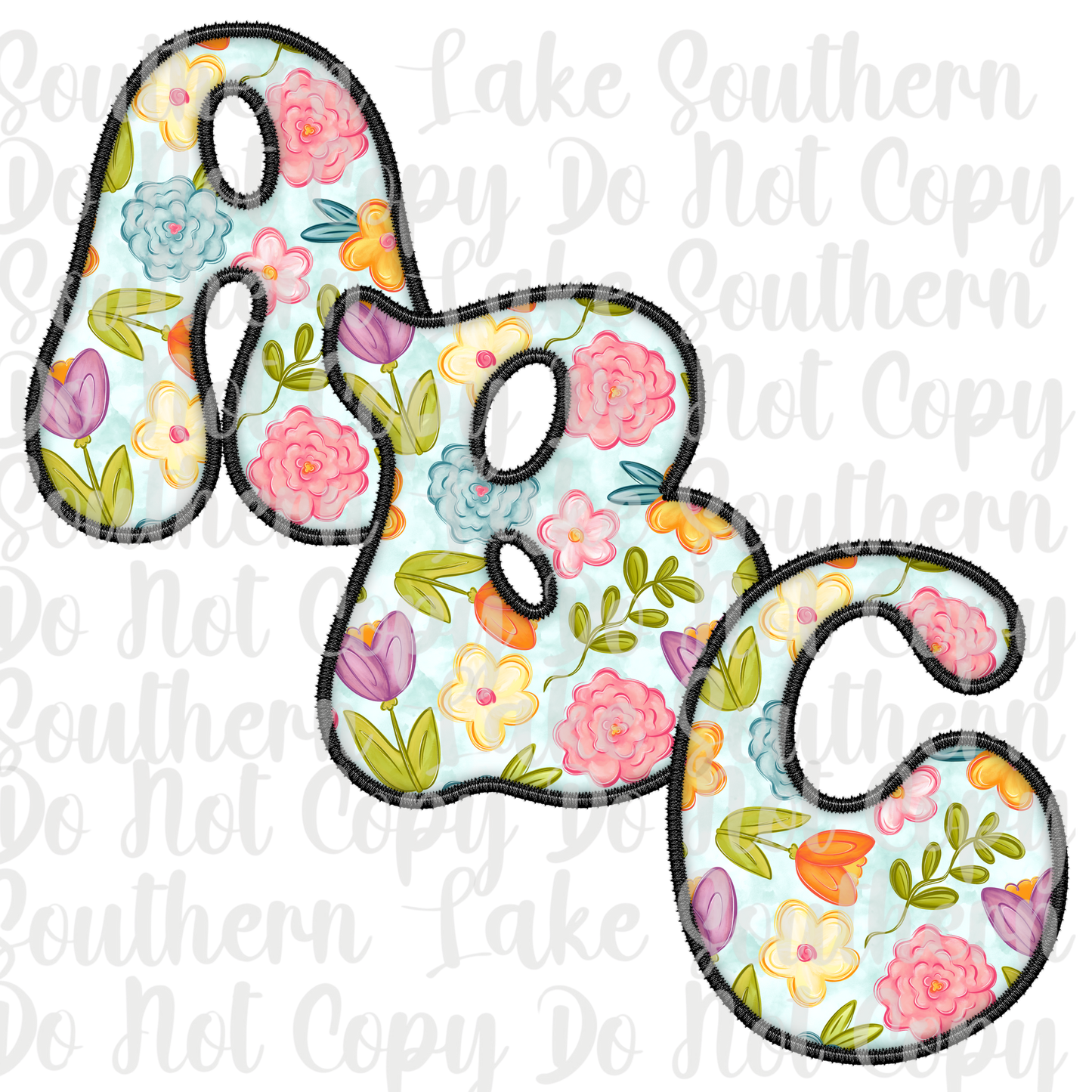 Floral Alpha Set A-0 (blue) Digital Download Only