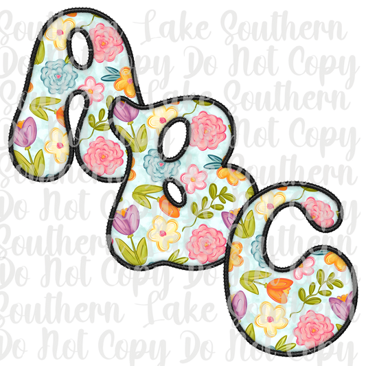 Floral Alpha Set A-0 (blue) Digital Download Only