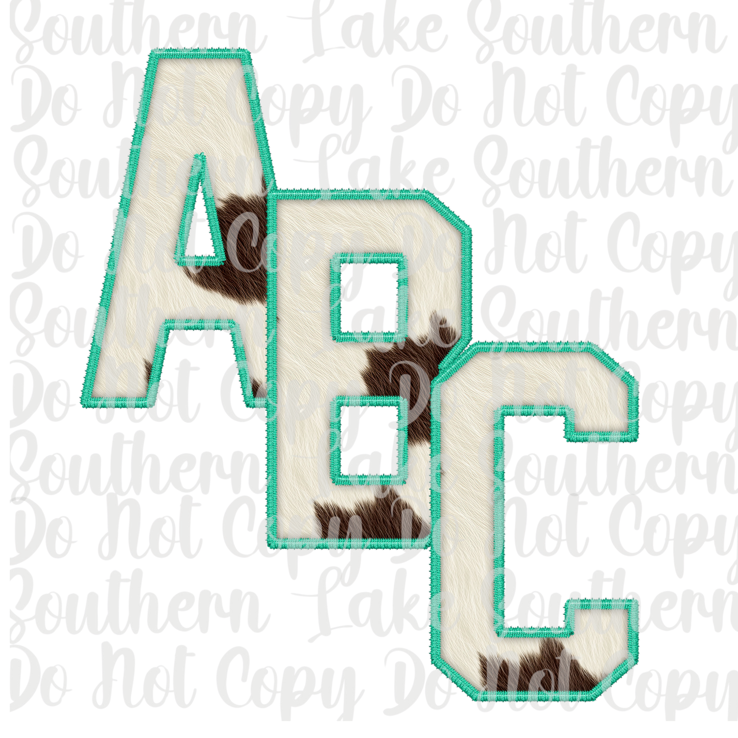 Cow Print with Teal Outline Alpha Set A-0 Digital Download Only