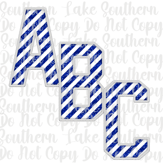 Blue and White Candy Cane Alpha Set A-0 Digital Download Only