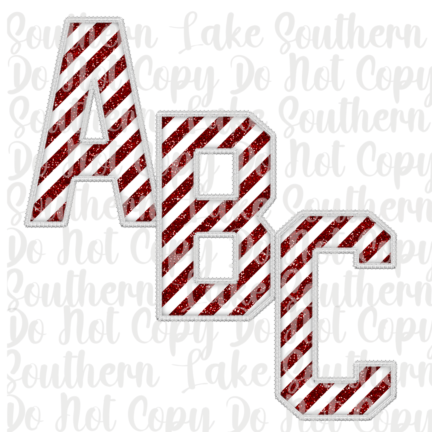 Red and White Candy Cane Alpha Set A-0 Digital Download Only