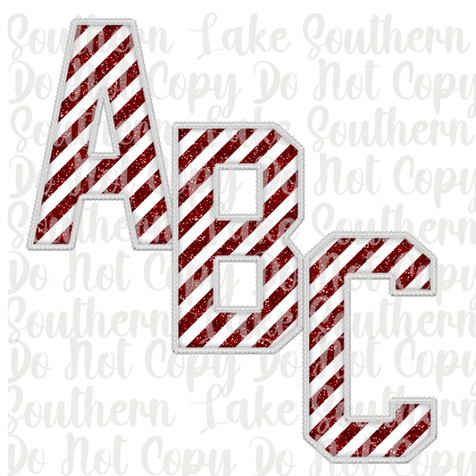 Red and White Candy Cane Alpha Set A-0 Digital Download Only